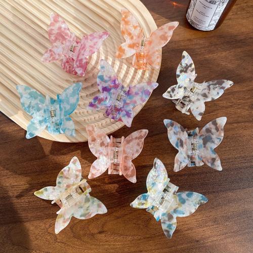 Hair Claw Clips, PVC Plastic, Butterfly, fashion jewelry, more colors for choice, 79x65mm, Sold By PC
