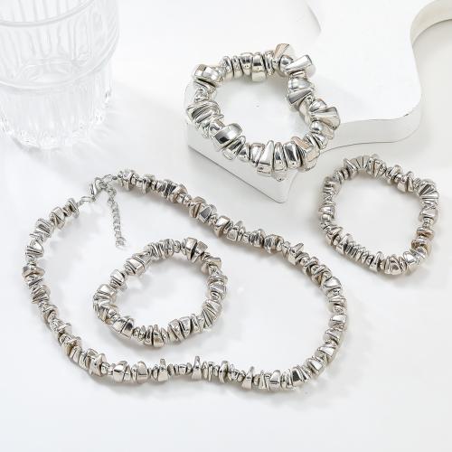 Zink Alloy Jewelry Sets, med Kopparbelagd plast, mode smycken & olika stilar för val & för kvinna, silver, Säljs av Ställ