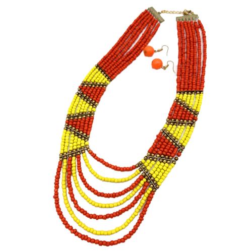 Jewelry Sets sweater chain necklace & earring Seedbead 2 pieces & fashion jewelry & multilayer & for woman Sold By Set