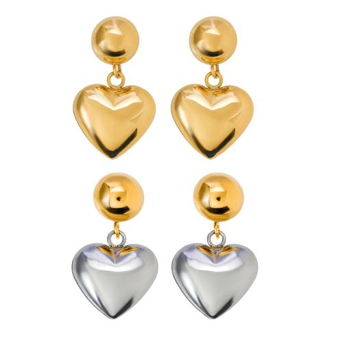 Stainless Steel Stud Earrings, 304 Stainless Steel, Heart, plated, fashion jewelry & for woman, more colors for choice, 22.50x13.30mm, Sold By Pair