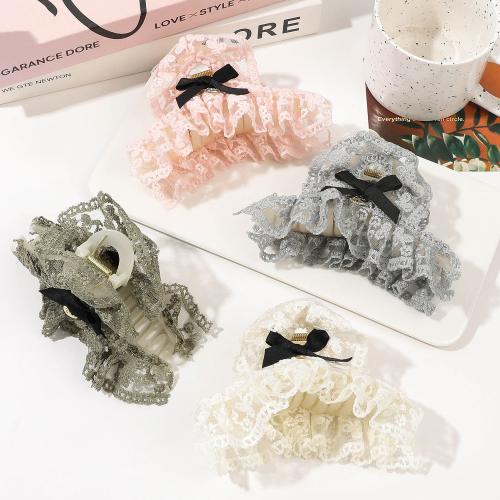 Hair Claw Clips, Plastic, with Lace, handmade, for woman, more colors for choice, Sold By PC