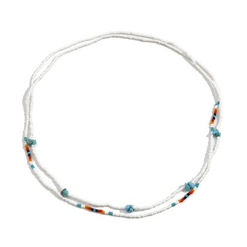 Body Chain Jewelry, Seedbead, with turquoise, Double Layer & fashion jewelry & for woman, mixed colors, Hole:Approx 5cmmm, Length:29.5 Inch, Sold By PC