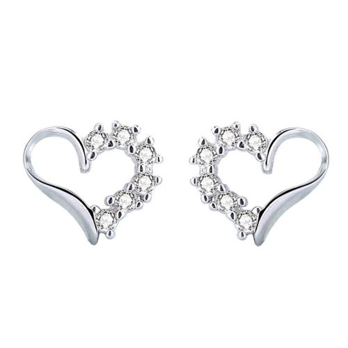 Cubic Zirconia Micro Pave Brass Earring Heart plated micro pave cubic zirconia & for woman Sold By Pair