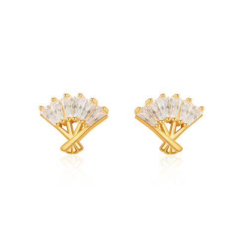 Cubic Zirconia Micro Pave Brass Earring, plated, micro pave cubic zirconia & for woman, more colors for choice, 9x11mm, Sold By Pair