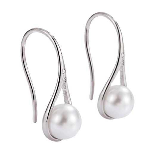 Befestiger Zirkonia Messing Ohrring, mit Kunststoff Perlen, plattiert, Micro pave Zirkonia & für Frau, keine, 7x18mm, verkauft von Paar