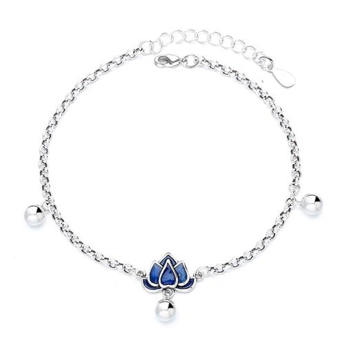 Brass Bracelet & Bangle, with 4CM extender chain, plated, for woman & enamel, platinum color, Length:Approx 17 cm, Sold By PC