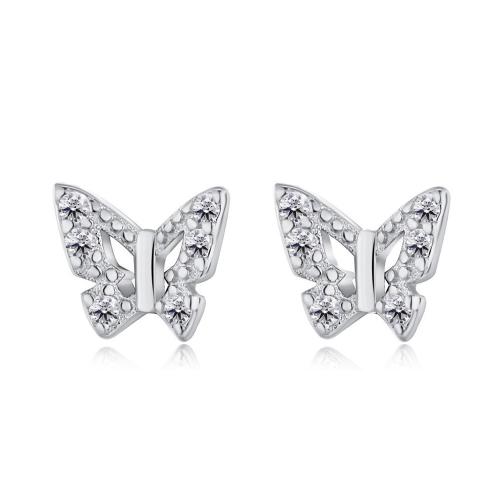 Cubic Zirconia Micro Pave Brass Earring, Butterfly, plated, micro pave cubic zirconia & for woman, more colors for choice, 5x6.50mm, Sold By Pair