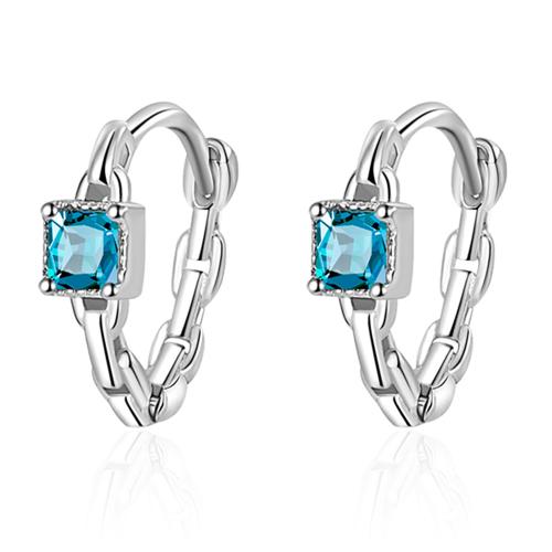 Cubic Zirconia Micro Pave Brass Earring, plated, micro pave cubic zirconia & for woman, platinum color, 13x2mm, Sold By Pair