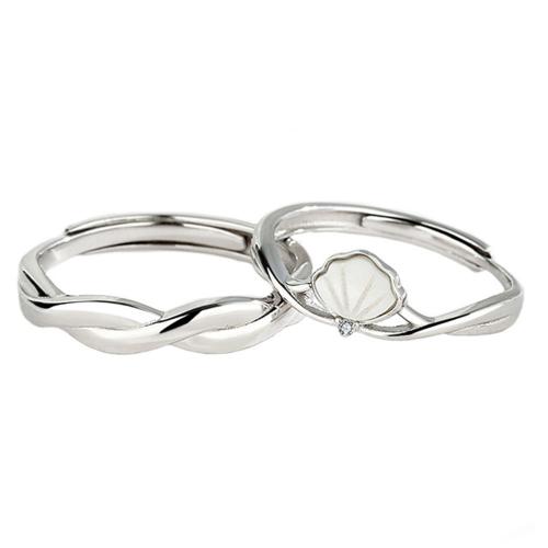 Cubi Circonia Micro Pave anello in ottone, with conchiglia, placcato, stili diversi per la scelta & Micro spianare cubic zirconia & per la donna, color platino, Venduto da PC