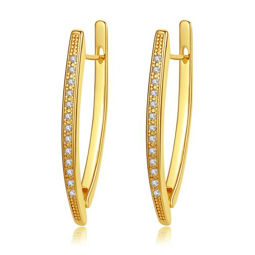 Cubic Zirconia Micro Pave Brass Earring, plated, micro pave cubic zirconia & for woman, more colors for choice, 24x10mm, Sold By Pair