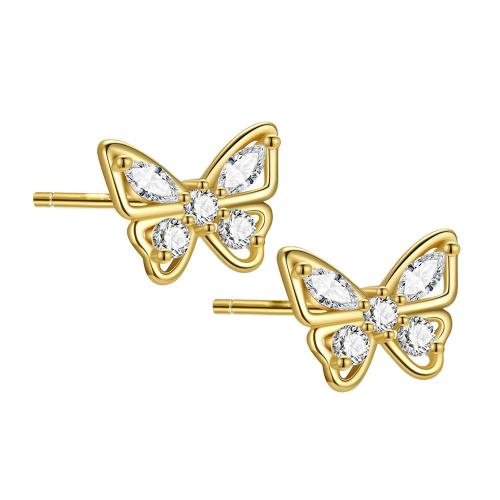 Cubic Zirconia Micro Pave Brass Earring, Butterfly, plated, micro pave cubic zirconia & for woman, more colors for choice, 9x7mm, Sold By Pair