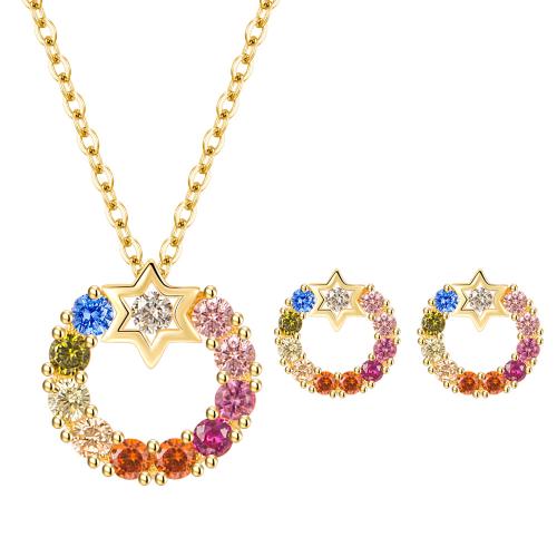Cubic Zirconia Micro Pave Brass Jewelry Sets, plated, different styles for choice & micro pave cubic zirconia & for woman, more colors for choice, Sold By PC