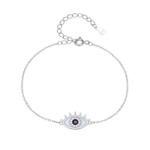 Evil Eye Jewelry Bracelet, Brass, plated, micro pave cubic zirconia & for woman & enamel, more colors for choice, Length:21 cm, Sold By PC