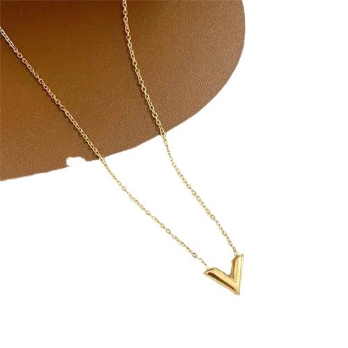 Stainless Steel Jewelry Necklace 304 Stainless Steel with Titanium Steel with 5cm extender chain plated for woman golden Length 40 cm Sold By PC