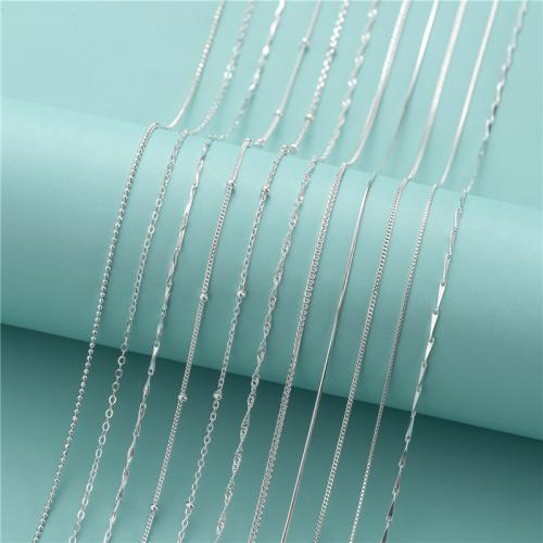 925 Sterling Silver Necklace Chain DIY  silver color Sold By PC