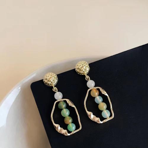 Zinc Alloy Stud Earring with Agate handmade fashion jewelry & for woman Sold By Pair