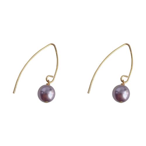 Boucles d'oreilles pendantes en laiton, avec perle de verre, bijoux de mode & pour femme, 29x20mm, Vendu par paire