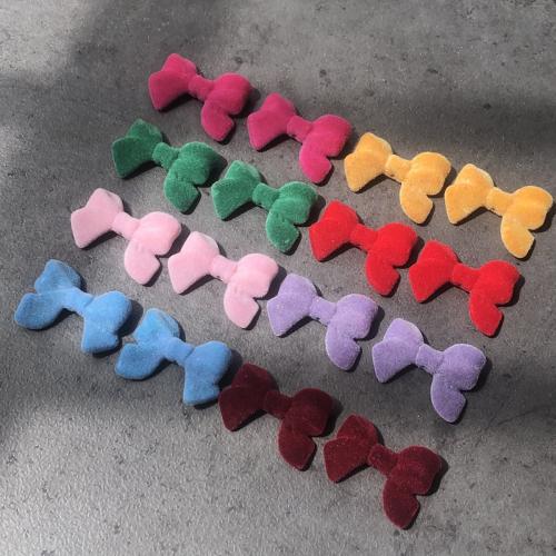 Hair Accessories DIY Findings, Flocking Fabric, Bowknot, more colors for choice, 10PCs/Bag, Sold By Bag