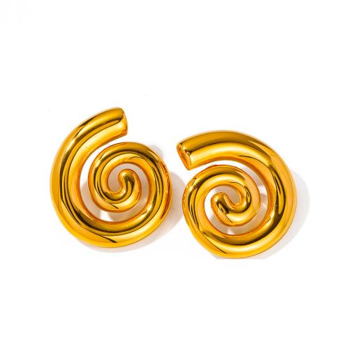 Titanium Steel  Earring, 18K gold plated, fashion jewelry & for woman, golden, 31x26.70mm, Sold By Pair