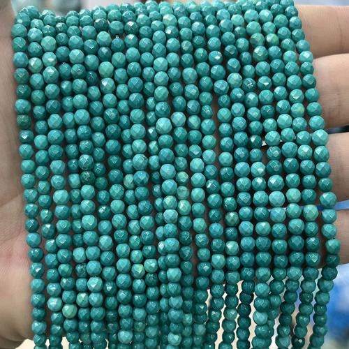 Turquoise Beads Natural Turquoise Round fashion jewelry & DIY & faceted green Sold Per Approx 38 cm Strand