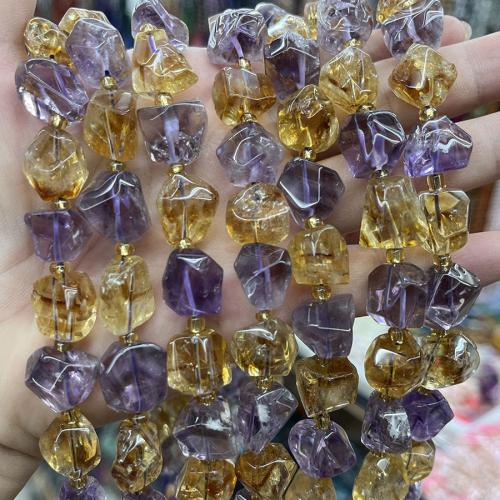 Natural Quartz Jewelry Beads, Amethyst, with Citrine, Nuggets, fashion jewelry & DIY, mixed colors, Length about 14-15mm, Sold Per Approx 38 cm Strand