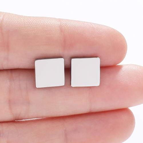 Stainless Steel Stud Earrings 304 Stainless Steel Square Vacuum Ion Plating fashion jewelry & for woman Sold By Bag