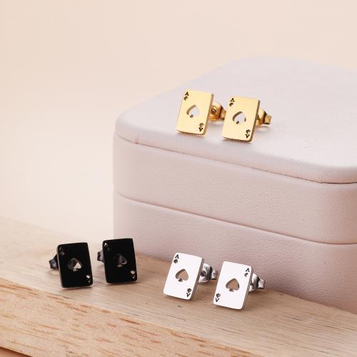 Stainless Steel Stud Earrings 304 Stainless Steel Poker Vacuum Ion Plating fashion jewelry & for woman & hollow Sold By Bag