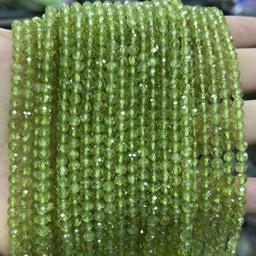 Natural Quartz Jewelry Beads, Olive Quartz, Round, fashion jewelry & DIY & faceted, green, 4mm, Sold Per Approx 38 cm Strand