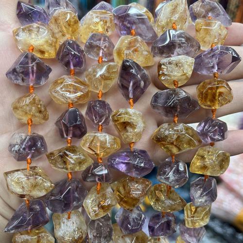 Natural Quartz Jewelry Beads Amethyst with Citrine Nuggets fashion jewelry & DIY mixed colors Length about 12-22mm Sold Per Approx 38 cm Strand
