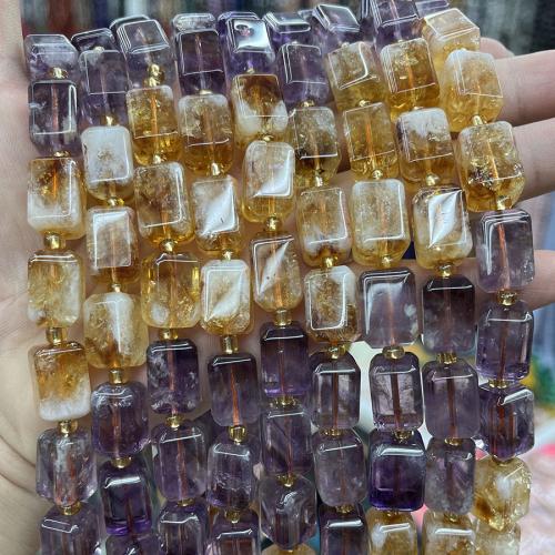 Natural Quartz Jewelry Beads, Amethyst, with Citrine, Rectangle, fashion jewelry & DIY, mixed colors, Length about 10-15mm, Sold Per Approx 38 cm Strand
