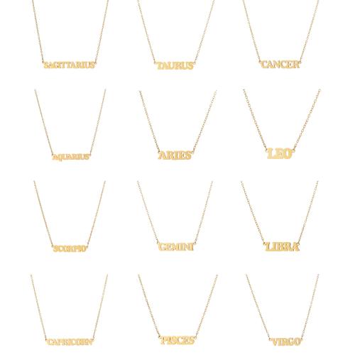Stainless Steel Jewelry Necklace 304 Stainless Steel with 5cm extender chain Vacuum Ion Plating fashion jewelry & Zodiac symbols jewelry & Unisex Length Approx 45 cm Sold By PC