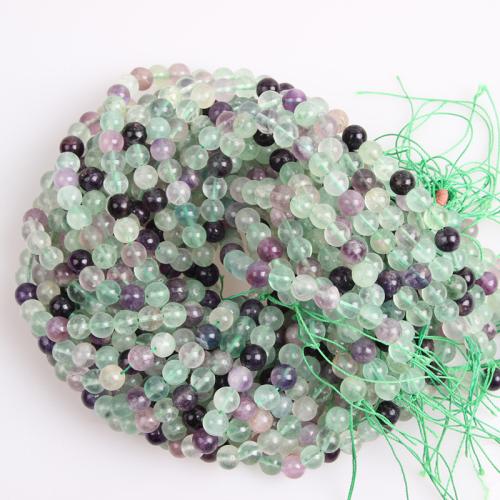 Fluorit Perlen, Buntes Fluorit, rund, Modeschmuck & DIY & verschiedene Größen vorhanden, gemischte Farben, verkauft per ca. 38 cm Strang