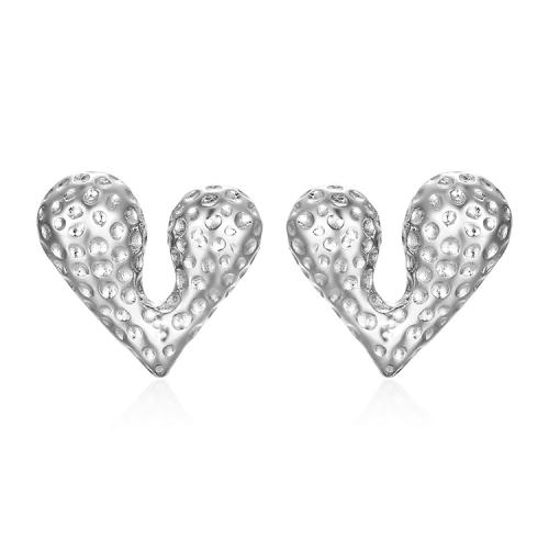 Stainless Steel Stud Earrings, 304 Stainless Steel, Heart, Vacuum Ion Plating, fashion jewelry & different styles for choice & for woman, more colors for choice, 24x21mm, Sold By Pair