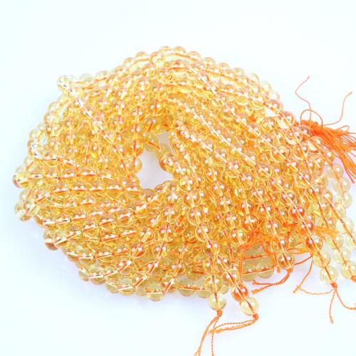 Natural Citrine Beads Round fashion jewelry & DIY yellow Sold Per Approx 38 cm Strand