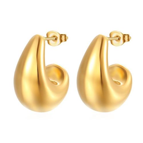 Stainless Steel Stud Earrings, 304 Stainless Steel, Vacuum Ion Plating, fashion jewelry & for woman, more colors for choice, 16.20x22.80mm, Sold By Pair