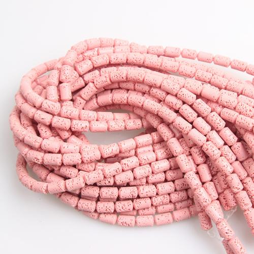 Natural Lava Beads, Column, fashion jewelry & DIY, more colors for choice, 5x10mm, Sold Per Approx 38 cm Strand