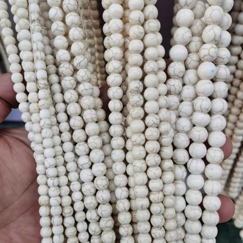 Gemstone Jewelry Beads, Howlite, Round, fashion jewelry & DIY & different size for choice, white, Sold Per Approx 38 cm Strand