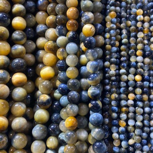 Tiger Eye Beads, Runde, mode smykker & du kan DIY & forskellig størrelse for valg, blandede farver, Solgt Per Ca. 38 cm Strand