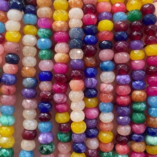 Perles de pierres précieuses mixtes, pierre gemme, abaque, bijoux de mode & DIY & facettes, couleurs mélangées, 4x6mm, Environ 90PC/brin, Vendu par brin