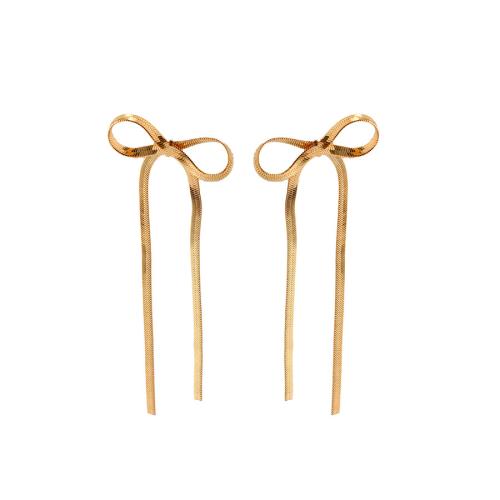 Brass Stud Earring, Bowknot, fashion jewelry & for woman, more colors for choice, 35x14mm, Sold By Pair