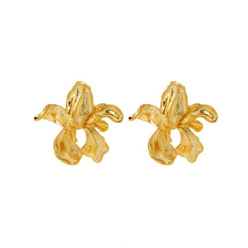 Brass Stud Earring, Flower, fashion jewelry & for woman, more colors for choice, 36x33mm, Sold By Pair