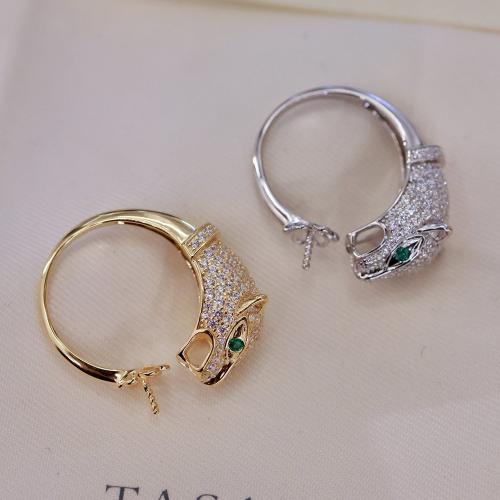925 Sterling Silver Ring Bases, Leopard, DIY & micro pave cubic zirconia, more colors for choice, US Ring Size:7, Sold By PC