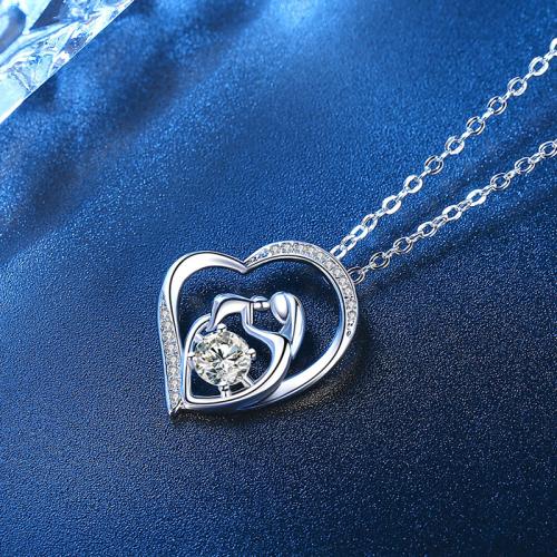 Cubic Zircon Micro Pave Brass Necklace Heart fashion jewelry & micro pave cubic zirconia & for woman Length Approx 45 cm Sold By PC