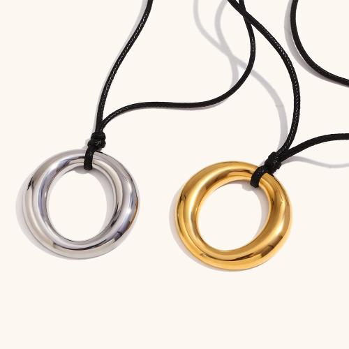 Stainless Steel Jewelry Necklace 304 Stainless Steel with Wax Cord with 5cm extender chain Vacuum Ion Plating fashion jewelry & for woman 40.30mm Sold Per Approx 40 cm Strand