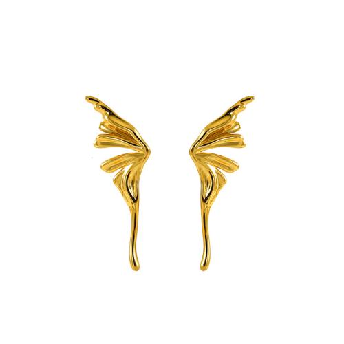 Stainless Steel Stud Earrings, 304 Stainless Steel, 18K gold plated, fashion jewelry & for woman, golden, 51x25mm, Sold By Pair
