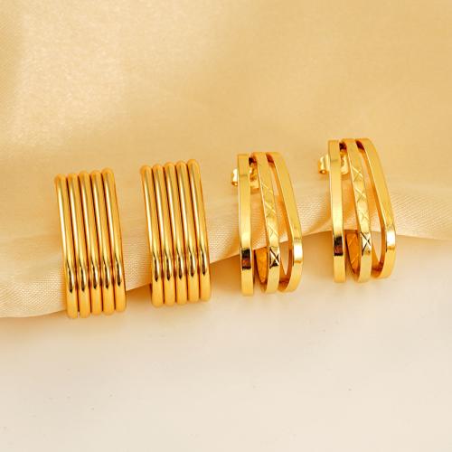 Stainless Steel Stud Earrings, 304 Stainless Steel, 18K gold plated, fashion jewelry & different styles for choice & for woman, golden, Sold By Pair