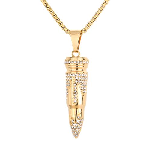 Stainless Steel Pendants 316 Stainless Steel with rhinestone golden Sold By PC