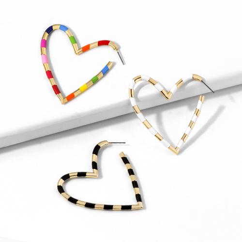 Zinc Alloy Stud Earring Heart fashion jewelry & for woman & enamel 30mm Sold By Pair