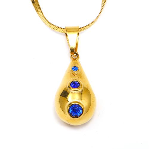 Edelstahl Schmuck Halskette, 304 Edelstahl, Tropfen, Modeschmuck & Micro pave Zirkonia & für Frau, keine, 14x36mm, Länge:ca. 45 cm, verkauft von PC