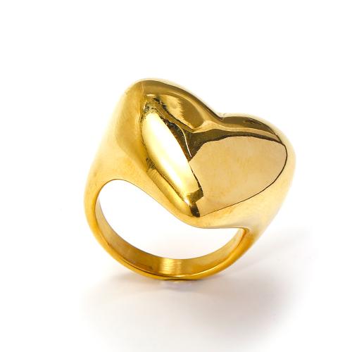 Anillo de dedo de acero inoxidable, acero inoxidable 304, Corazón, Joyería & diverso tamaño para la opción & para mujer, dorado, Vendido por UD
